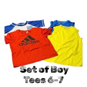 Adidas Red and Black Logo Kids Tee